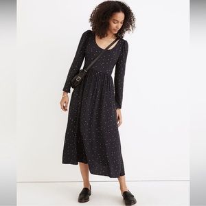 COPY - Madewell Alicia Long-Sleeve Scoop Neck Midi Dress in Night Stars size 4 …